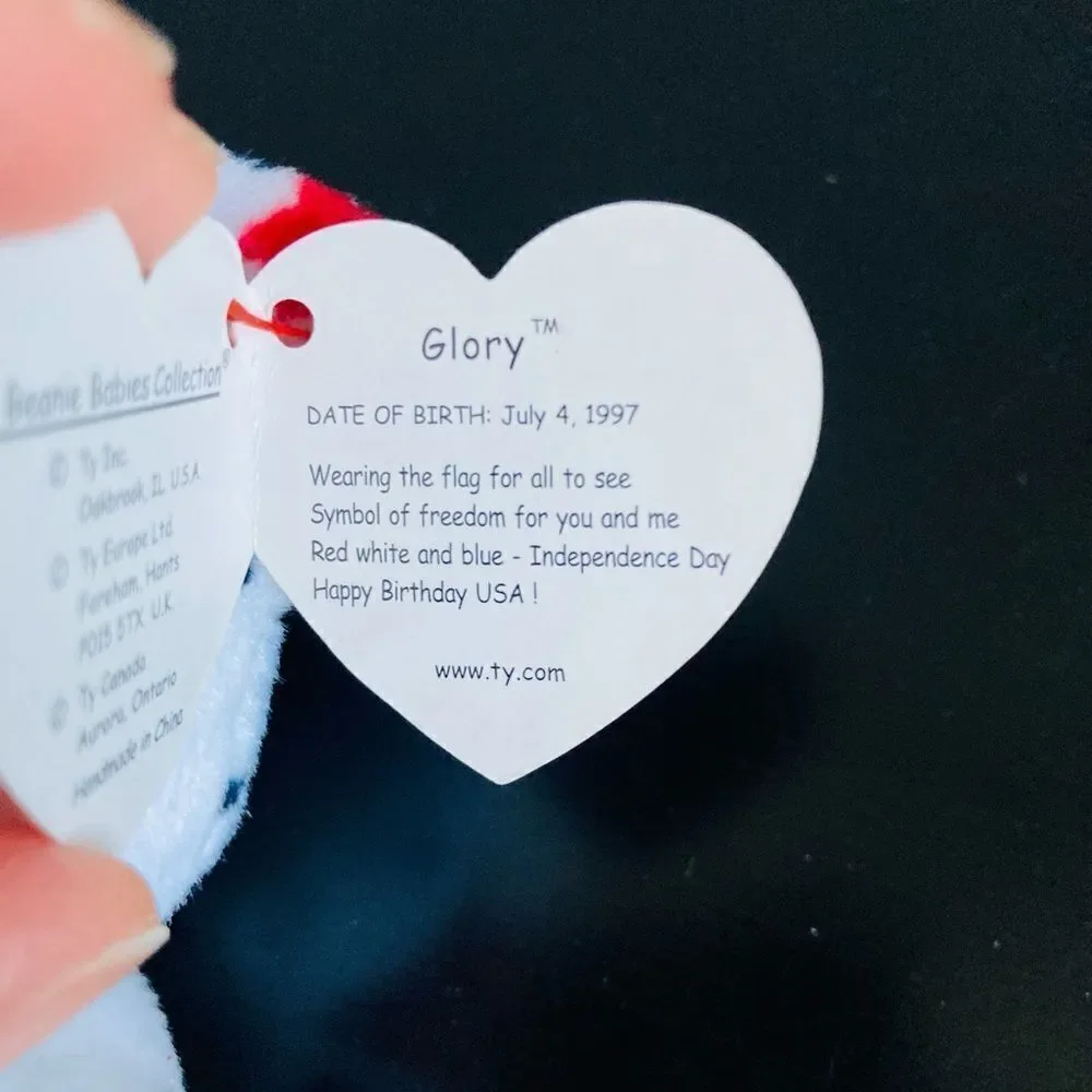 TY Beanie Baby “Glory” American Patriotic Stars Plush Bear Toy